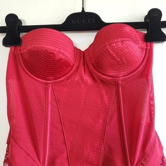 New Zara Padded Underwire Lingerie Red Satin Bodysuit Size 34B - Picture 11 of 17